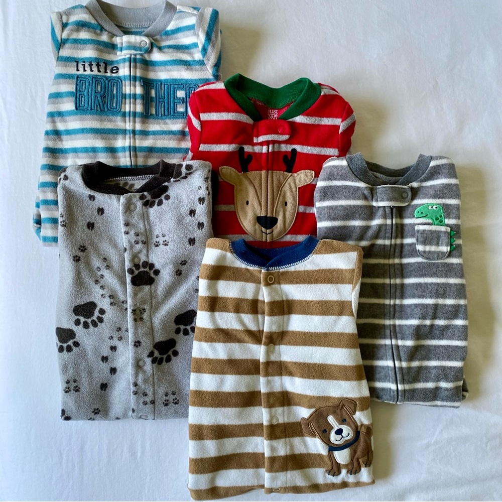 Bundle of Fuzzy Pajamas/Sleepers 6-9M